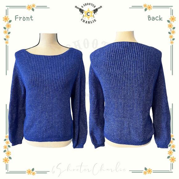 Gianni Bini GB Blue Cable Knit Pullover Long Sleeve Sweater Size Medium - Picture 1 of 5